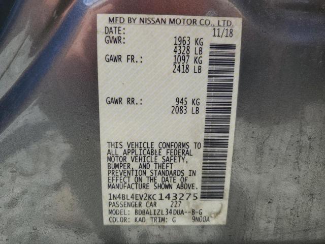 2019 NISSAN ALTIMA SL - 1N4BL4EV2KC143275