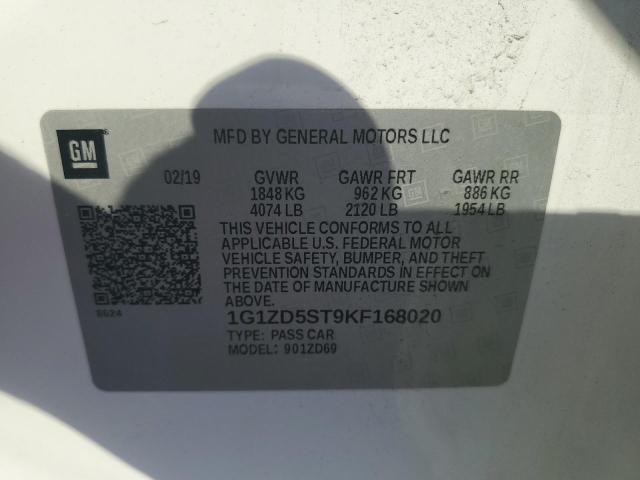 2019 CHEVROLET MALIBU LT - 1G1ZD5ST9KF168020