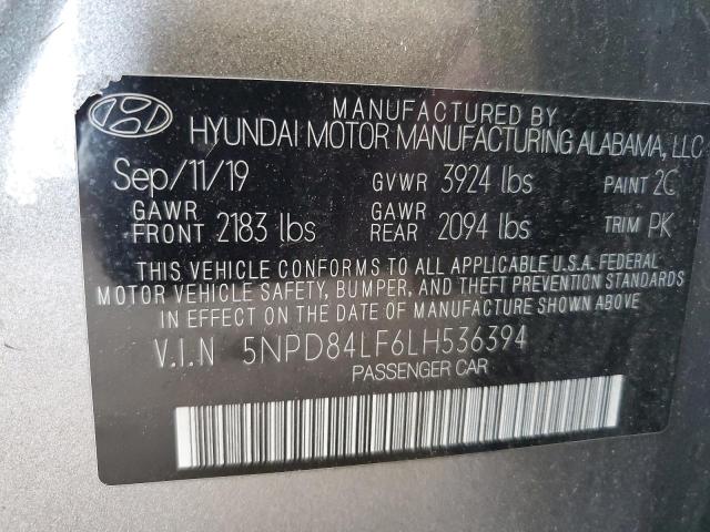 2020 Hyundai Elantra Sel VIN: 5NPD84LF6LH536394 Lot: 54261074