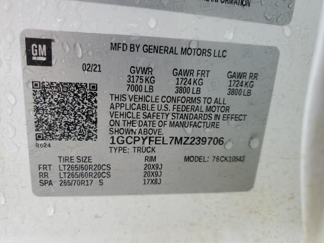 2021 Chevrolet Silverado K1500 Lt Trail Boss VIN: 1GCPYFEL7MZ239706 Lot: 53586324