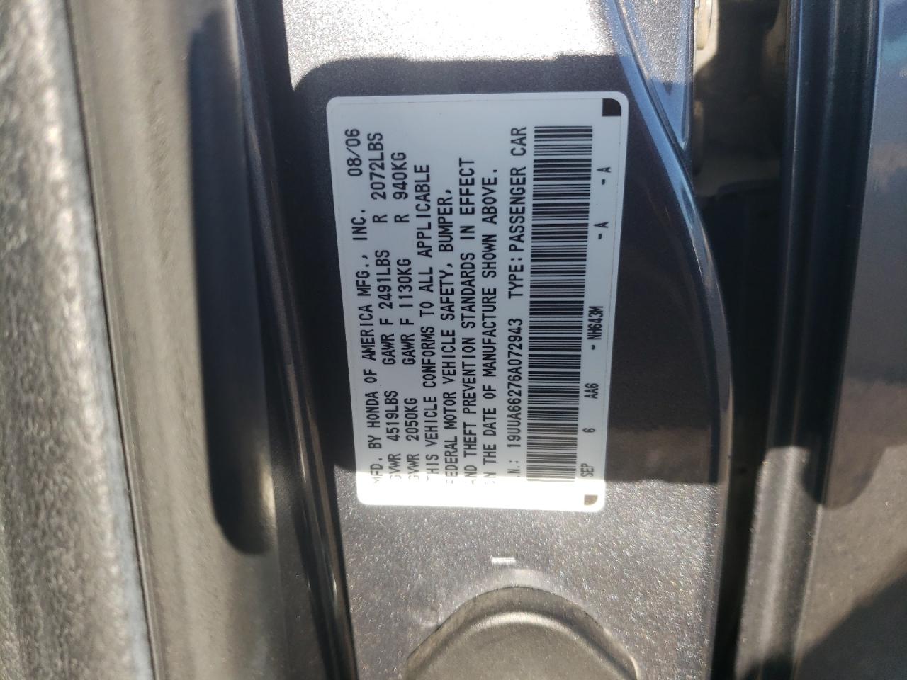 19UUA66276A072943 2006 Acura 3.2Tl