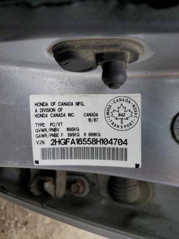 2008 Honda Civic Lx VIN: 2HGFA16558H104704 Lot: 53748844