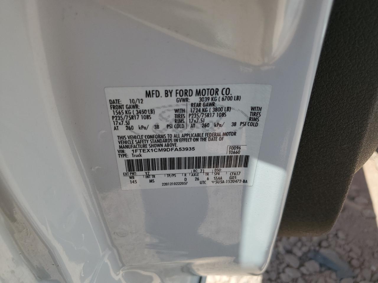 1FTEX1CM9DFA53935 2013 Ford F150 Super Cab