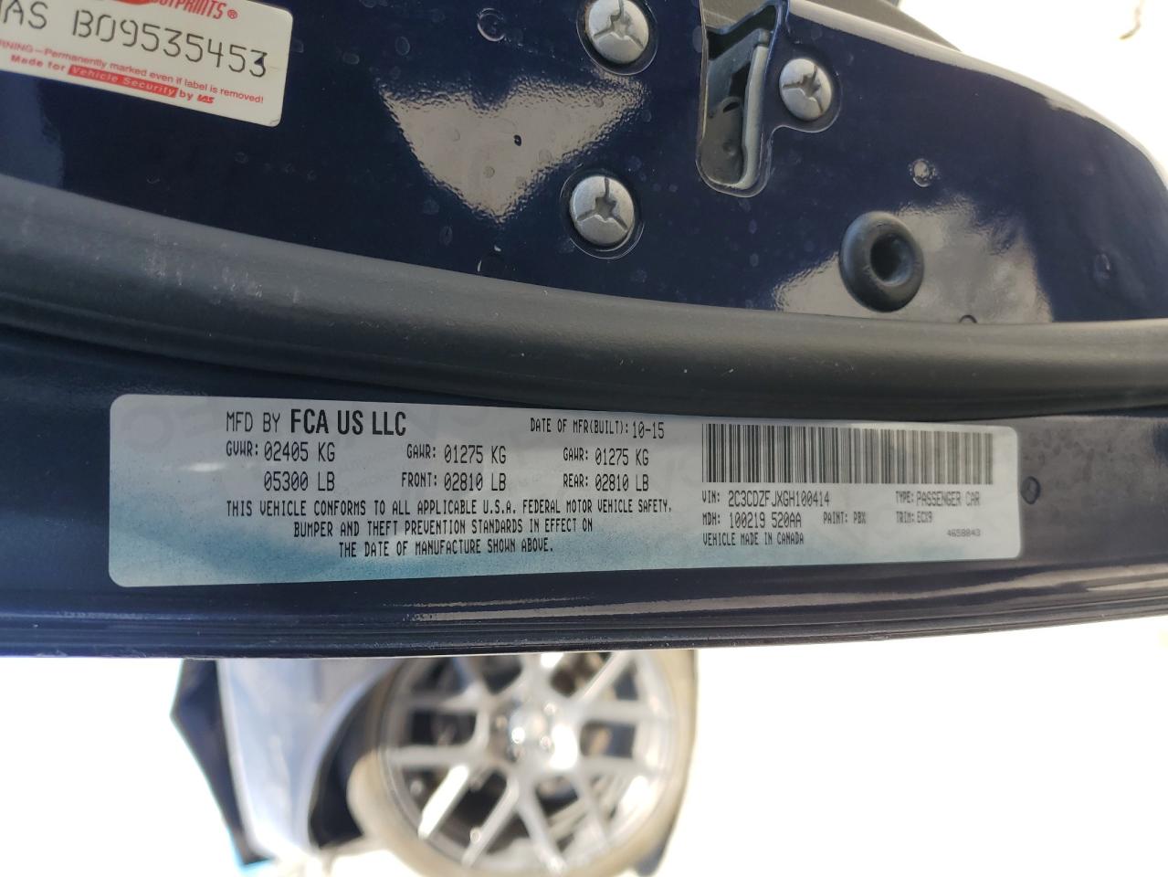 2C3CDZFJXGH100414 2016 Dodge Challenger R/T Scat Pack