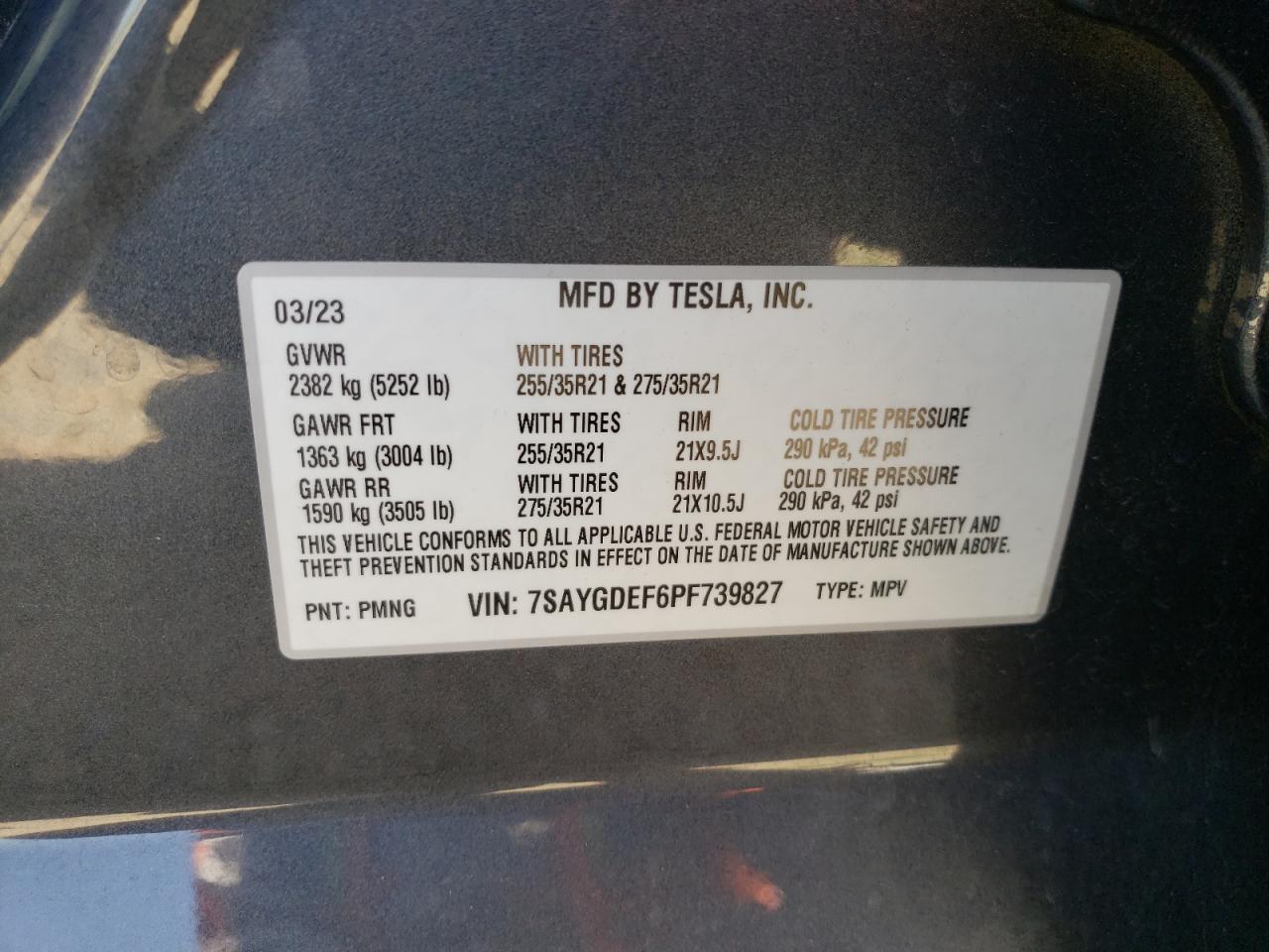 7SAYGDEF6PF739827 2023 Tesla Model Y