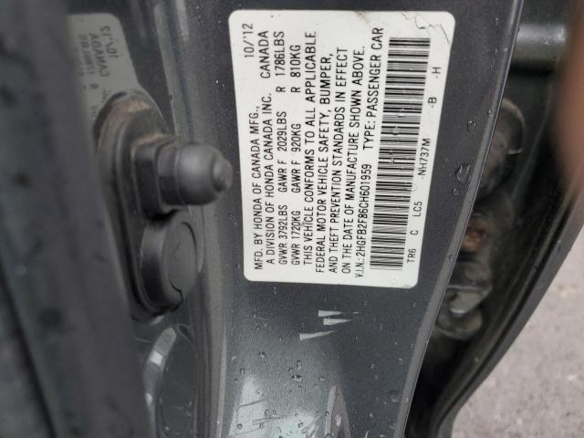 2012 Honda Civic Ex VIN: 2HGFB2F86CH601959 Lot: 54087954