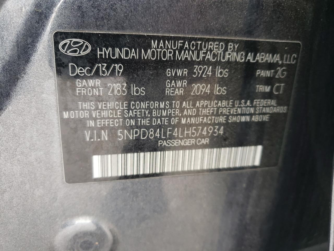 5NPD84LF4LH574934 2020 Hyundai Elantra Sel