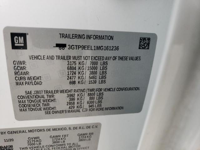 2021 GMC Sierra K1500 At4 VIN: 3GTP9EEL1MG161236 Lot: 55332784