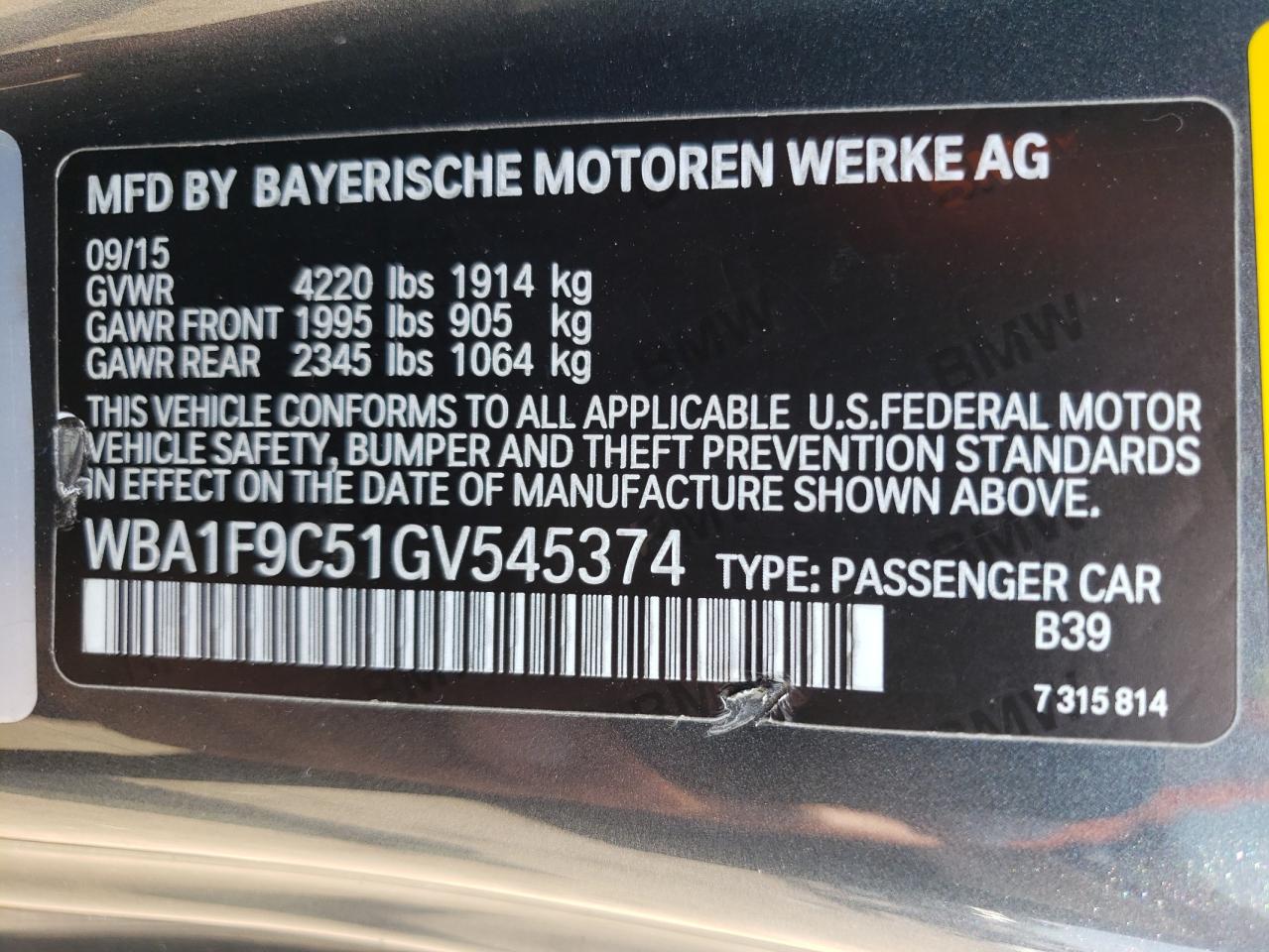 WBA1F9C51GV545374 2016 BMW 228 I Sulev