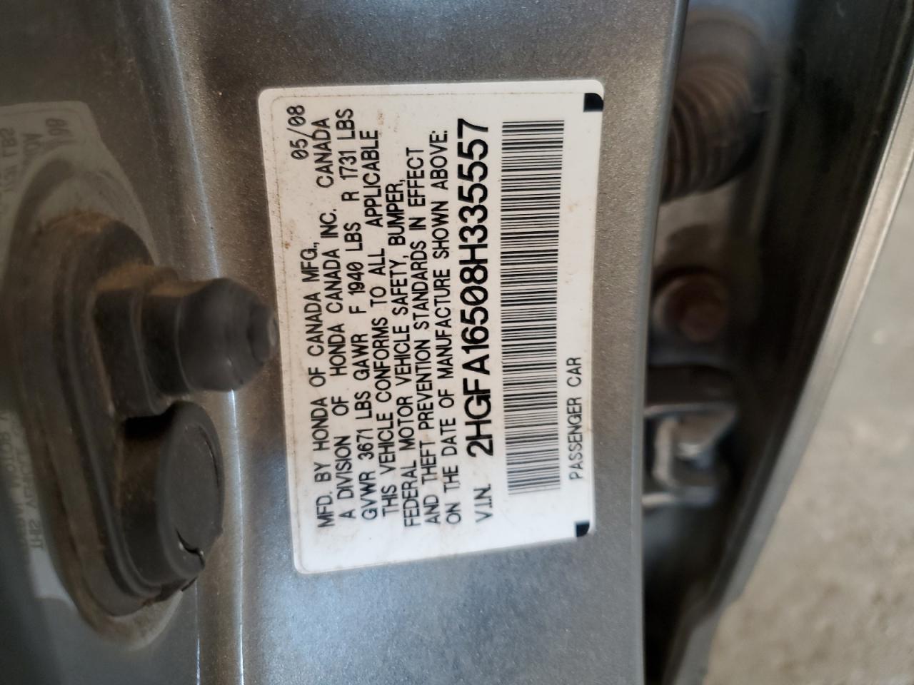 2HGFA16508H335557 2008 Honda Civic Lx