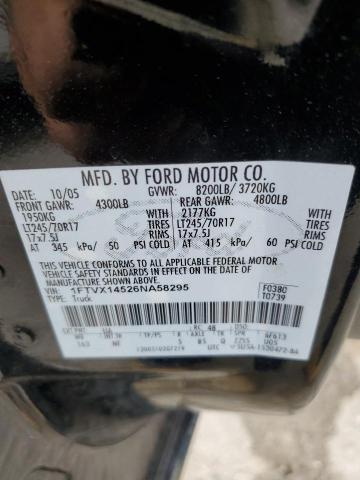 2006 Ford F150 VIN: 1FTVX14526NA58295 Lot: 53818024