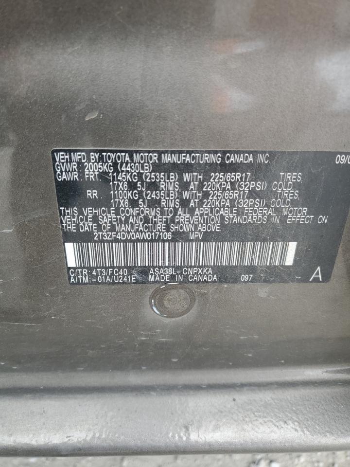 2T3ZF4DV0AW017106 2010 Toyota Rav4