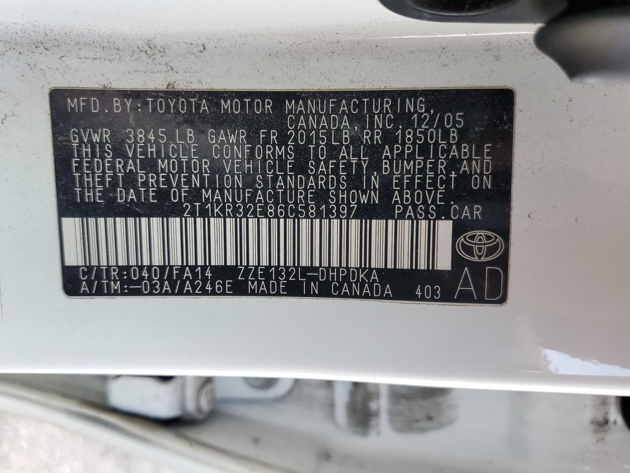 2T1KR32E86C581397 2006 Toyota Corolla Matrix Xr