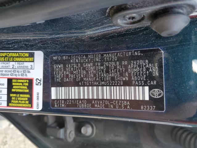 VIN 4T1G11AK3MU522228 2021 Toyota Camry, SE no.12