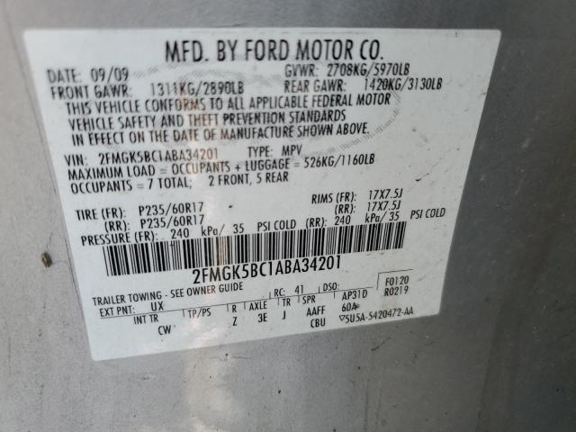 2010 Ford Flex Se VIN: 2FMGK5BC1ABA34201 Lot: 53070974