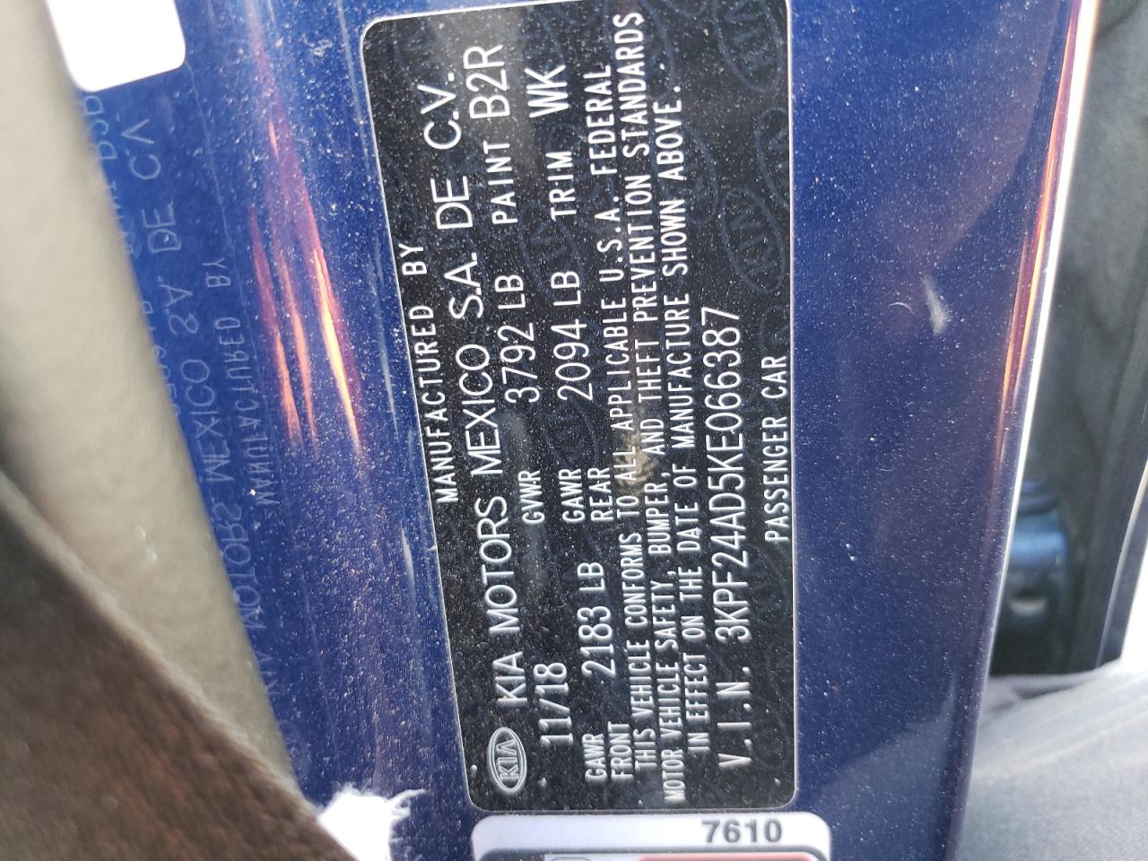 3KPF24AD5KE066387 2019 Kia Forte Fe