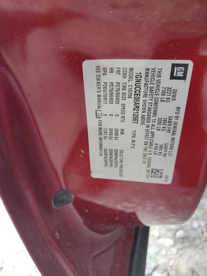 1GNUCCE08AR212667 2010 Chevrolet Tahoe C1500 Ltz