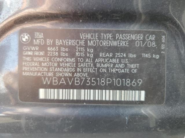 2008 BMW 335 I VIN: WBAVB73518P101869 Lot: 55273324