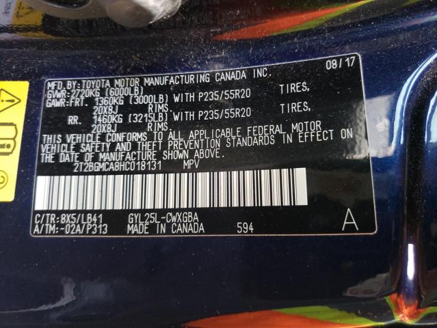 2017 Lexus Rx 450H Base VIN: 2T2BGMCA8HC018131 Lot: 54301744