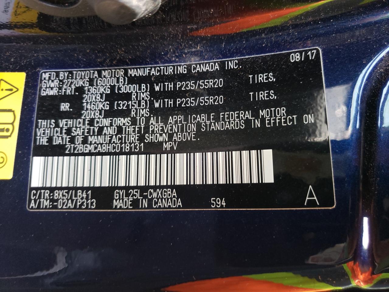 2T2BGMCA8HC018131 2017 Lexus Rx 450H Base