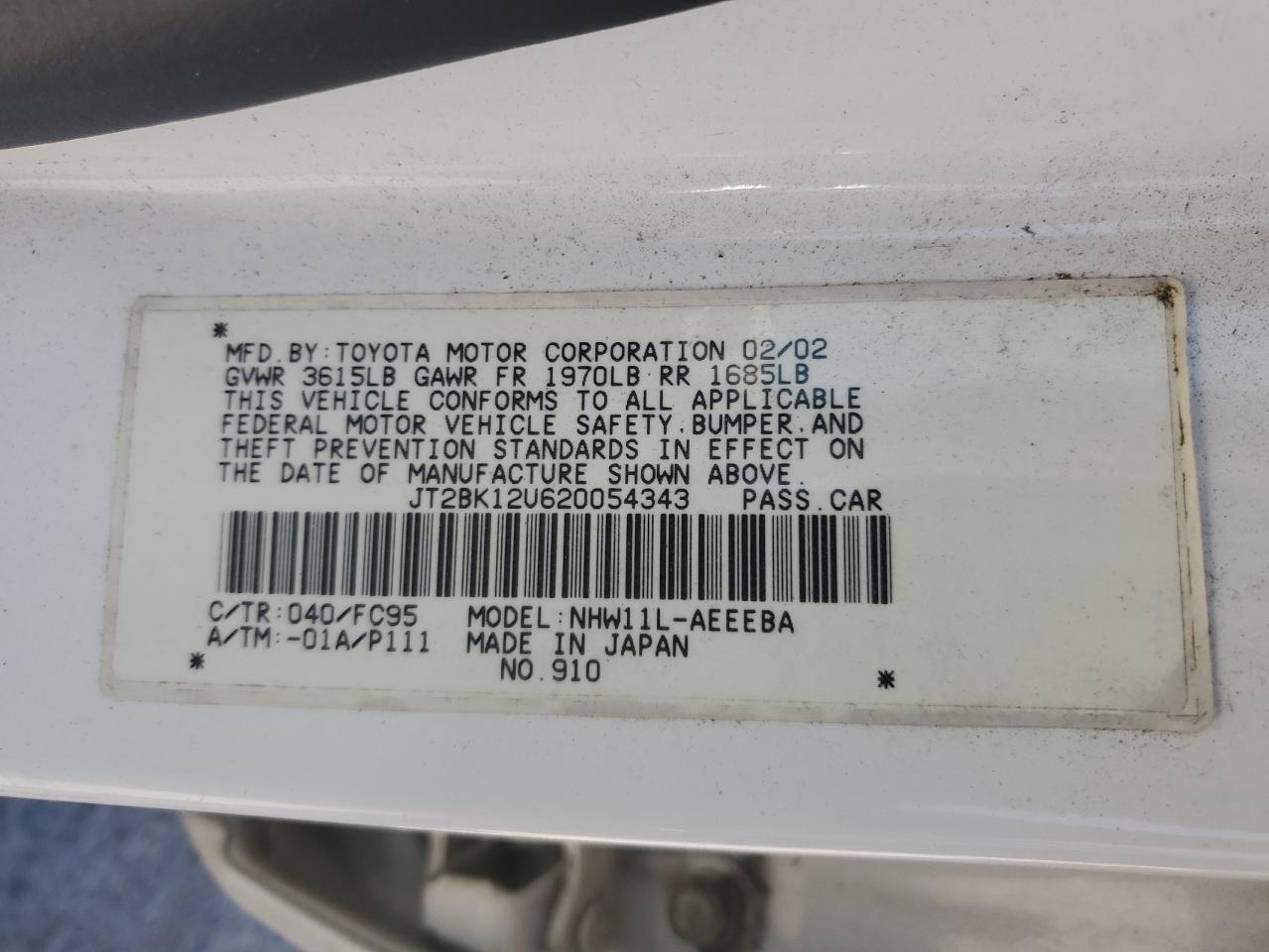 JT2BK12U620054343 2002 Toyota Prius