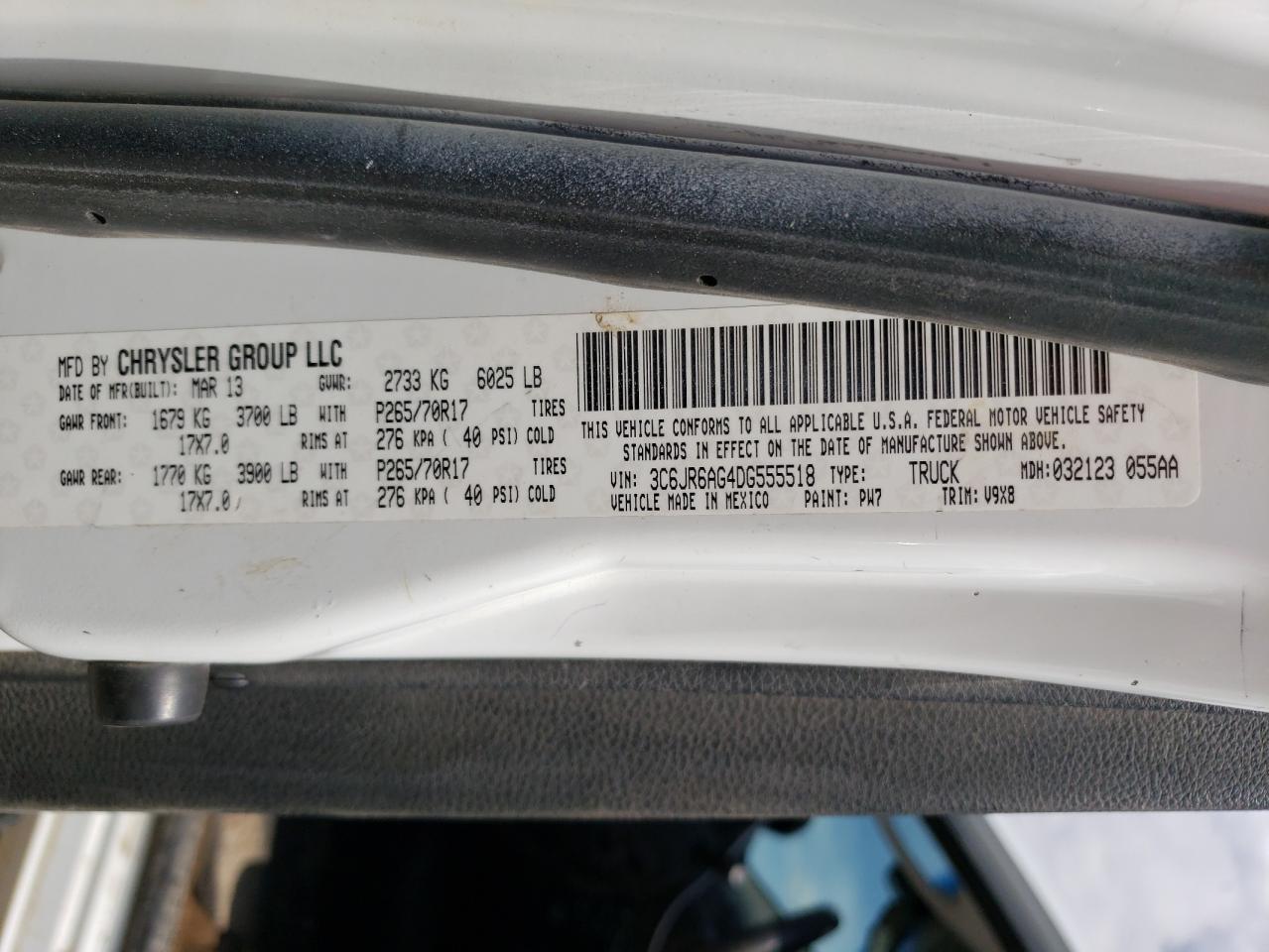 3C6JR6AG4DG555518 2013 Ram 1500 St