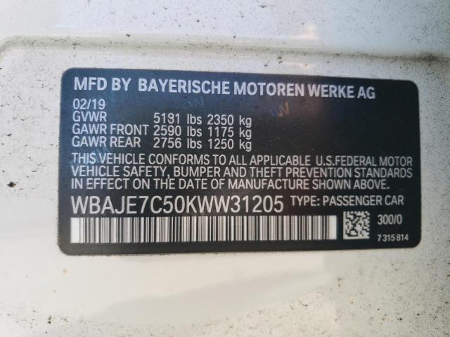 VIN WBAJE7C50KWW31205 2019 BMW 5 Series, 540 XI no.12