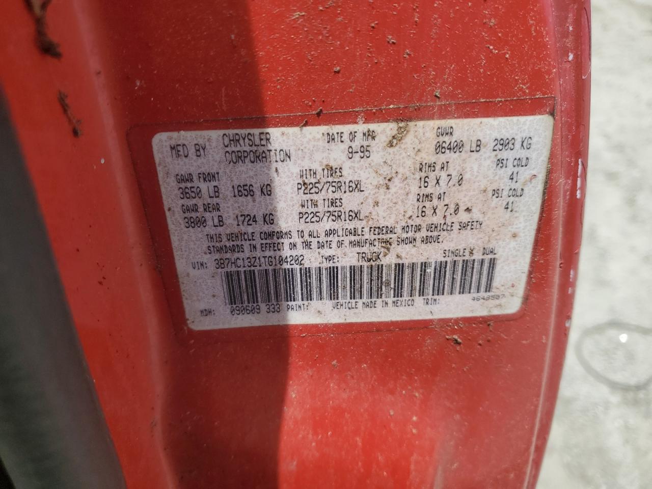 3B7HC13Z1TG104202 1996 Dodge Ram 1500