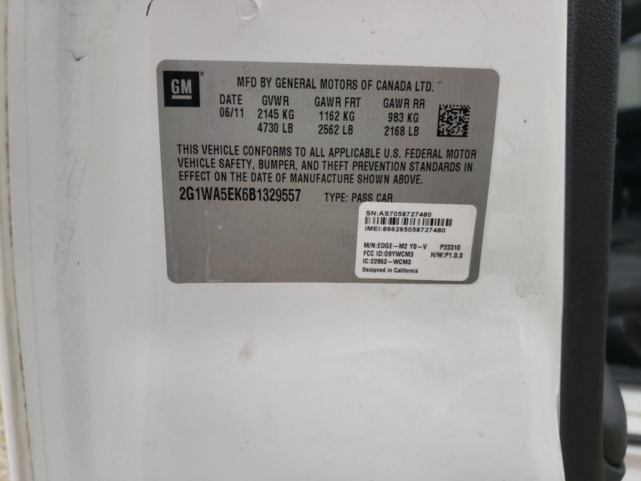 2G1WA5EK6B1329557 2011 Chevrolet Impala Ls