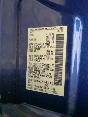 2022 Nissan Rogue Sv VIN: 5N1BT3BB0NC714115 Lot: 54494284