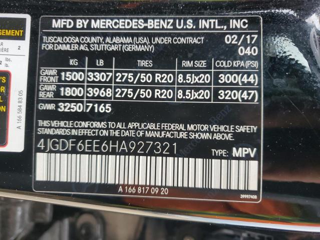 2017 Mercedes-Benz Gls 450 4Matic VIN: 4JGDF6EE6HA927321 Lot: 54985944