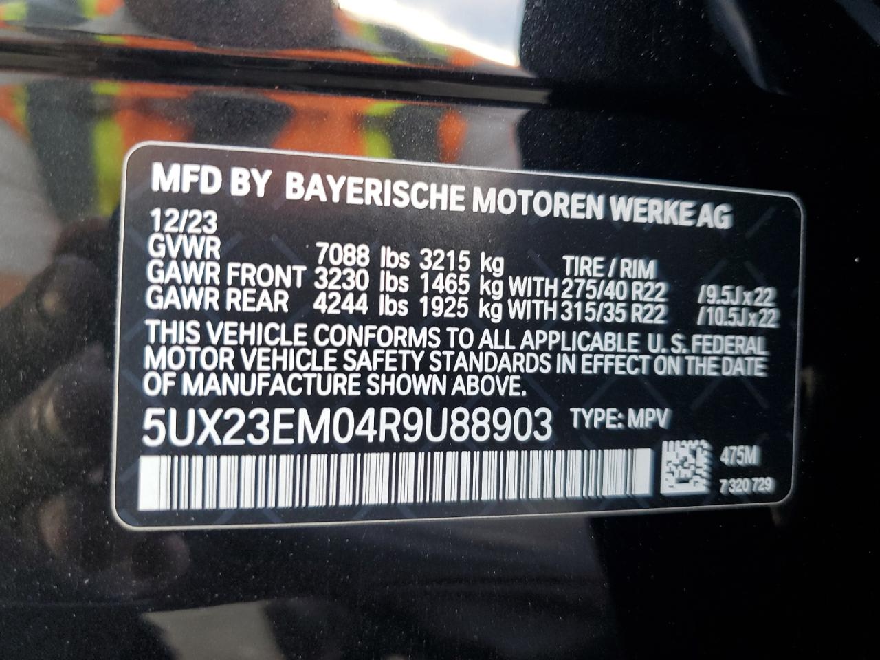 5UX23EM04R9U88903 2024 BMW X7 xDrive40I