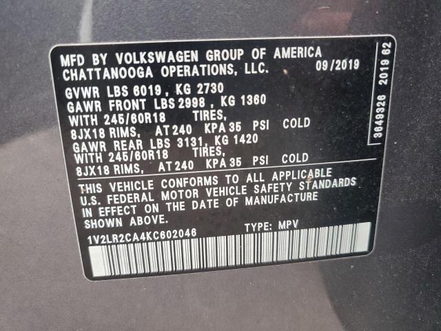 2019 Volkswagen Atlas Se VIN: 1V2LR2CA4KC602046 Lot: 54833914