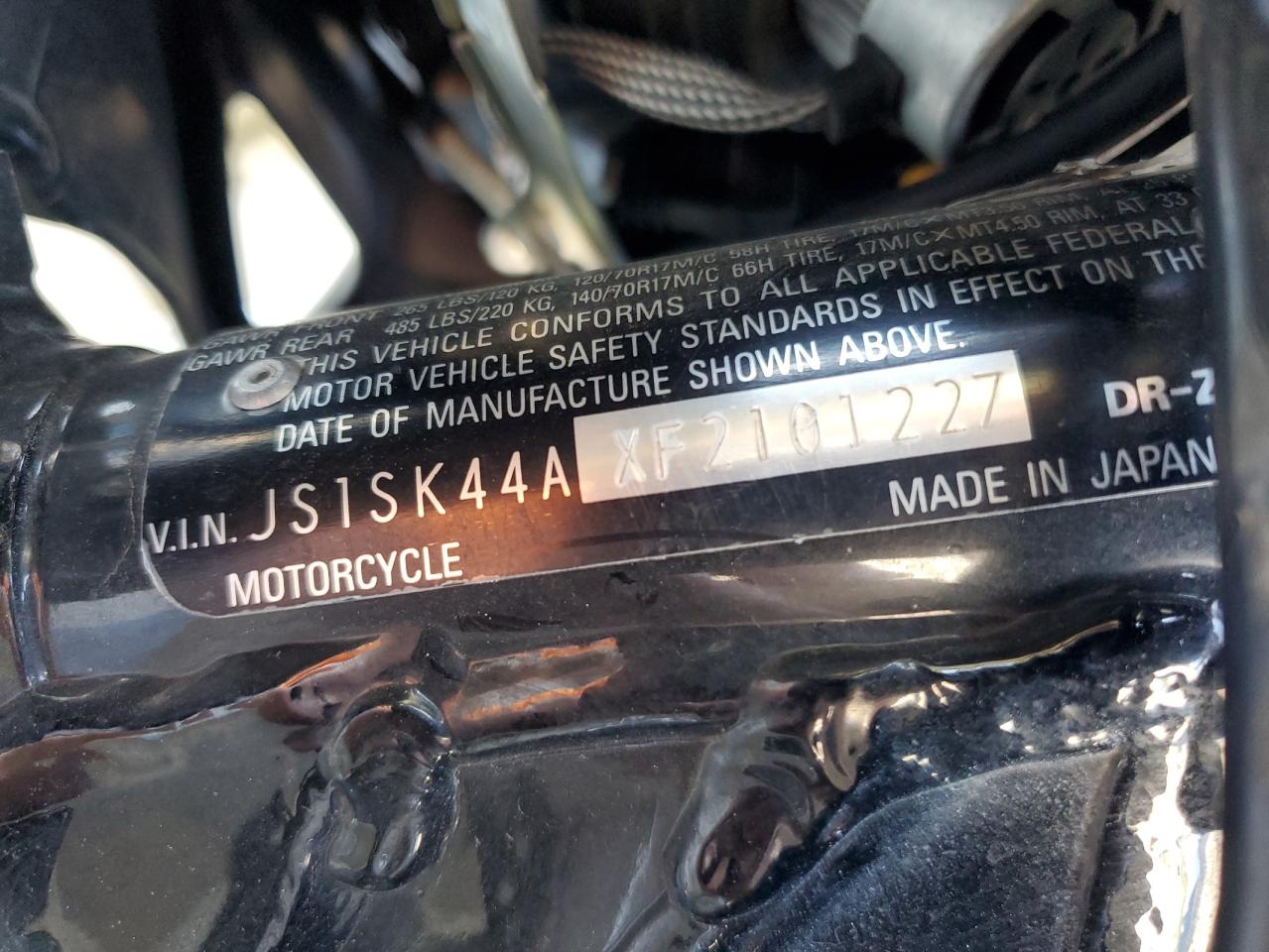 JS1SK44AXF2101227 2015 Suzuki Dr-Z400 Sm