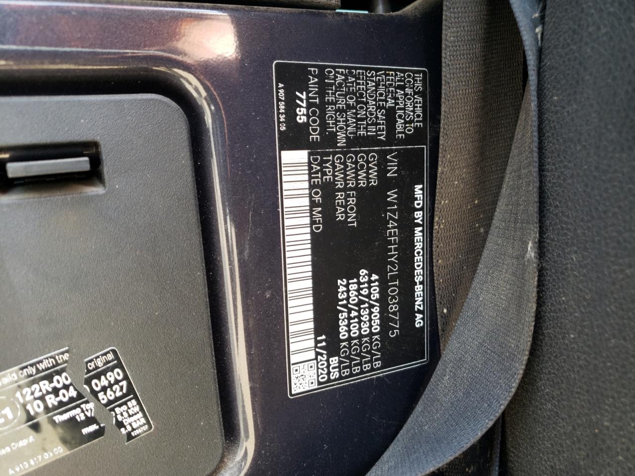 W1Z4EFHY2LT038775 2020 Mercedes-Benz Sprinter 2500