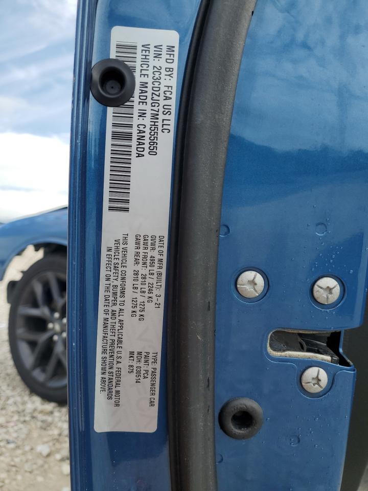 2C3CDZJG7MH555650 2021 Dodge Challenger Gt