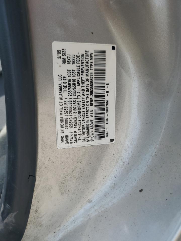 5FNRL38635B068729 2005 Honda Odyssey Exl