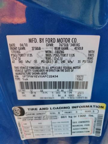 2010 Ford F150 Supercrew VIN: 1FTFW1EVXAFC22434 Lot: 56039084