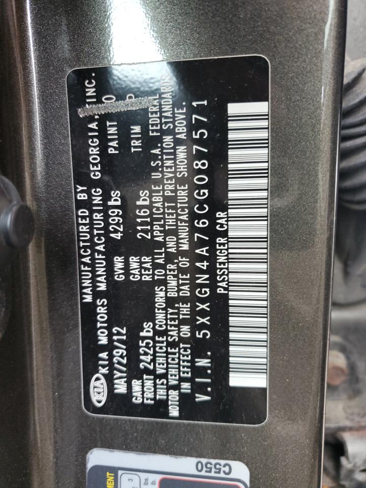 5XXGN4A76CG087571 2012 Kia Optima Ex