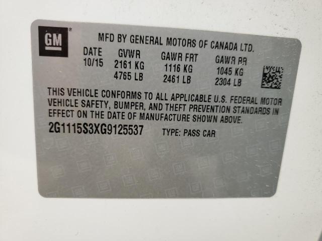 2016 Chevrolet Impala Lt VIN: 2G1115S3XG9125537 Lot: 54211744