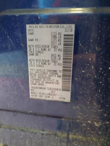 2019 Nissan Pathfinder S VIN: 5N1DR2MM1KC592084 Lot: 56068144