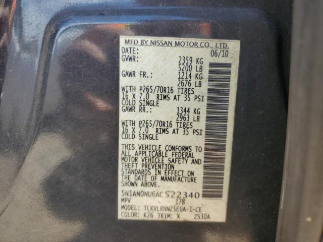 2010 Nissan Xterra Off Road VIN: 5N1AN0NU6AC522340 Lot: 55649584