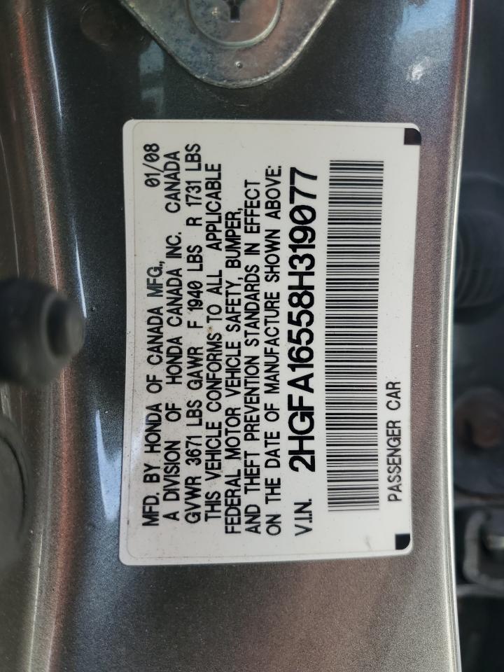 2HGFA16558H319077 2008 Honda Civic Lx