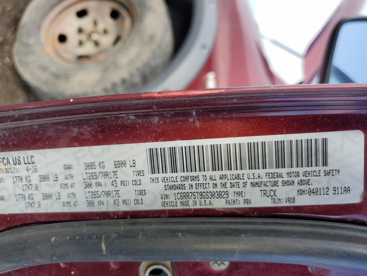 1C6RR7ST9GS303829 2016 Ram 1500 St