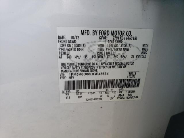 2013 Ford Explorer Xlt VIN: 1FM5K8D88DGB45634 Lot: 55878044