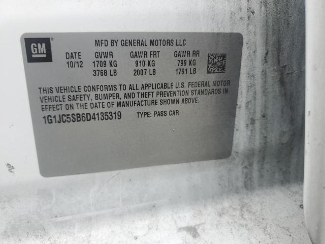 2013 Chevrolet Sonic Lt VIN: 1G1JC5SB6D4135319 Lot: 55305764