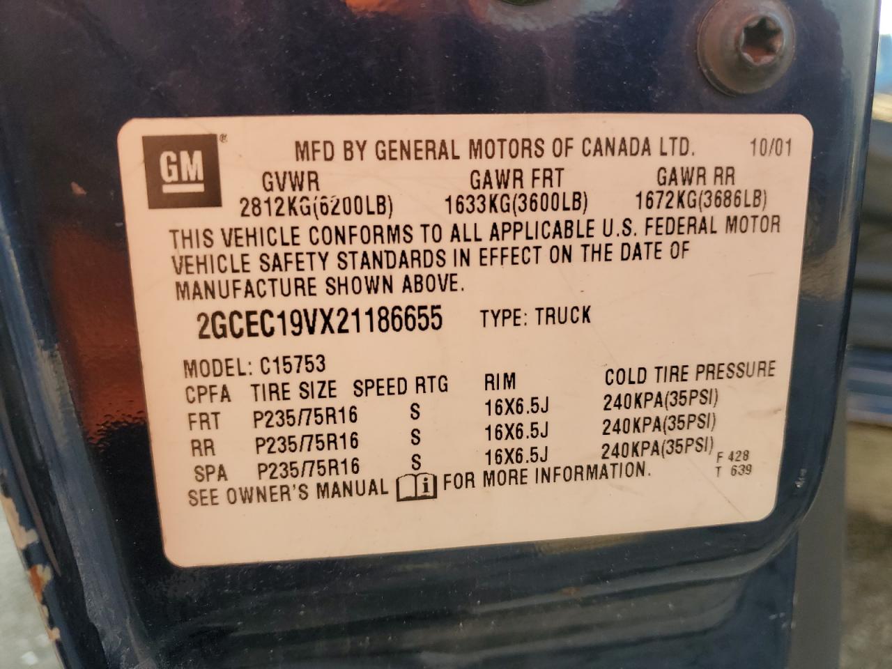 2GCEC19VX21186655 2002 Chevrolet Silverado C1500