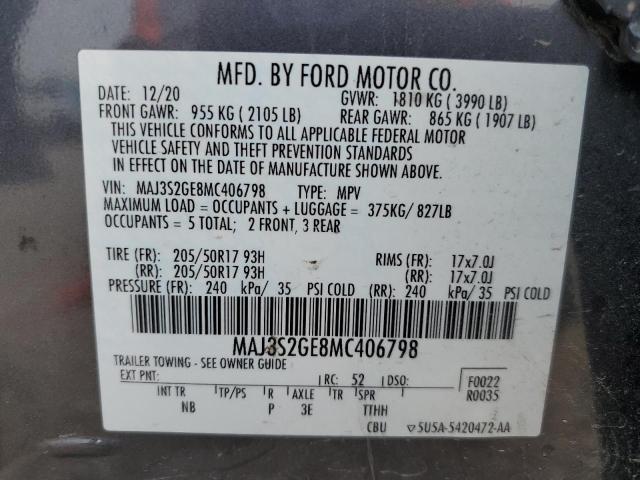 2021 Ford Ecosport Se VIN: MAJ3S2GE8MC406798 Lot: 55116894