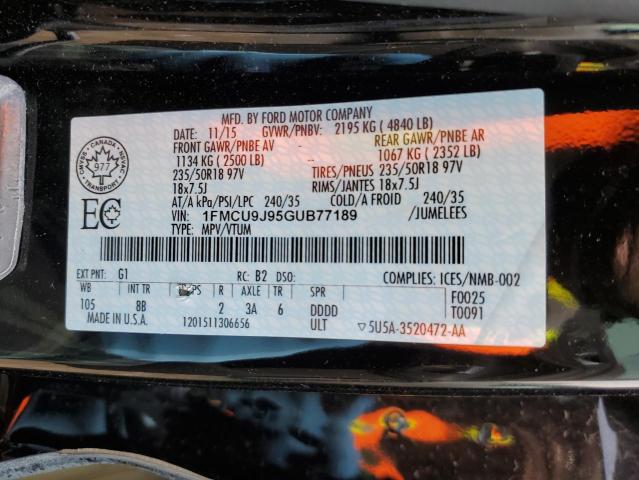 2016 Ford Escape Titanium VIN: 1FMCU9J95GUB77189 Lot: 54771264