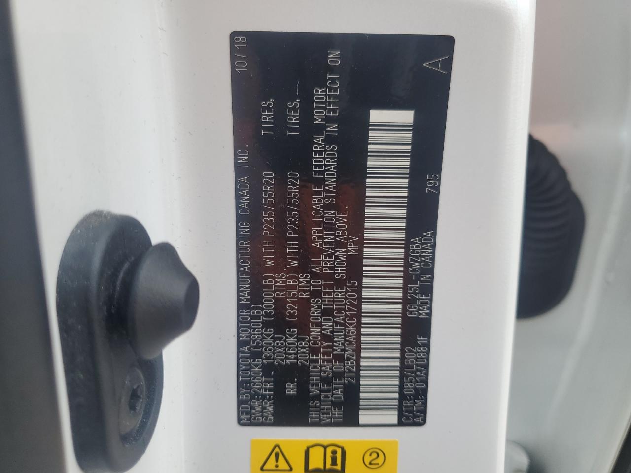 2T2BZMCA6KC172015 2019 Lexus Rx 350 Base